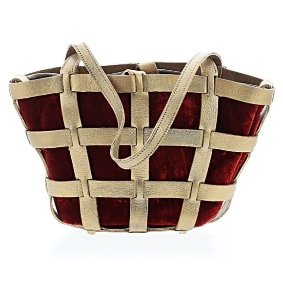 Just Campagne PANIER VALLÉE Valley Basket Velvet Handbag Purse Shoulder Bag - Picture 3 of 12